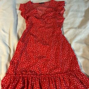 SHEIN Red Floral mid length Dress